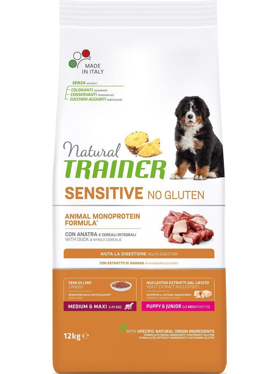 Trainer Natural корм для щенков средних и крупных пород с чувствительным пищеварением, утка