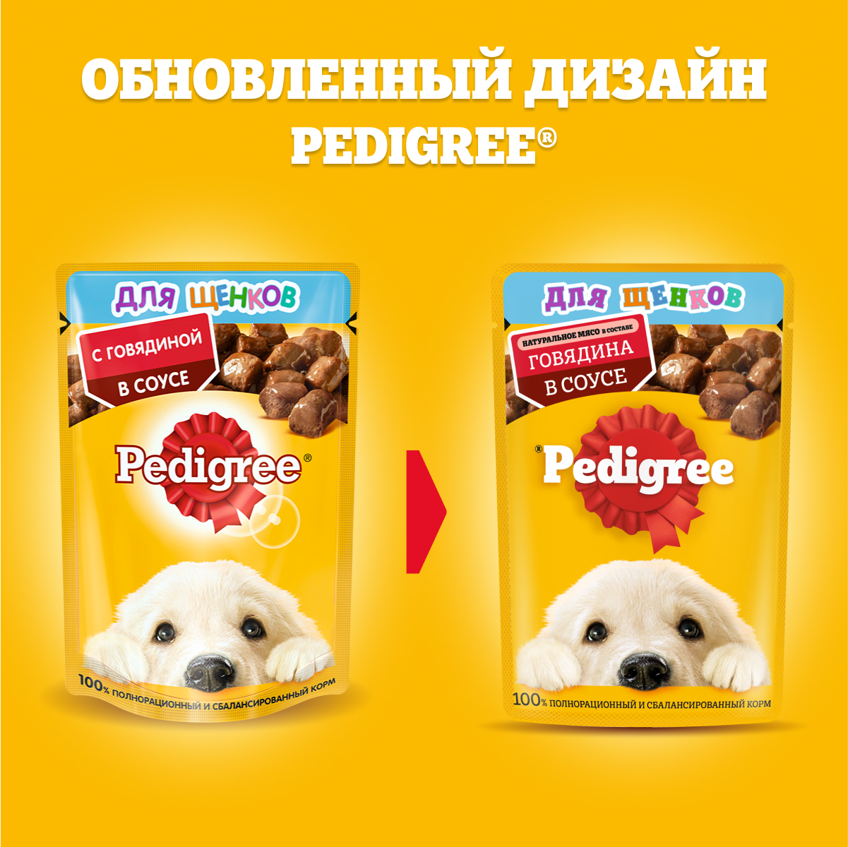 Влажный, для щенков, говядина
