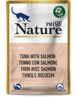 137.6.5231    PRIME NATURE пауч 100гр в желе Тунец с лососем дкошек (уп24)