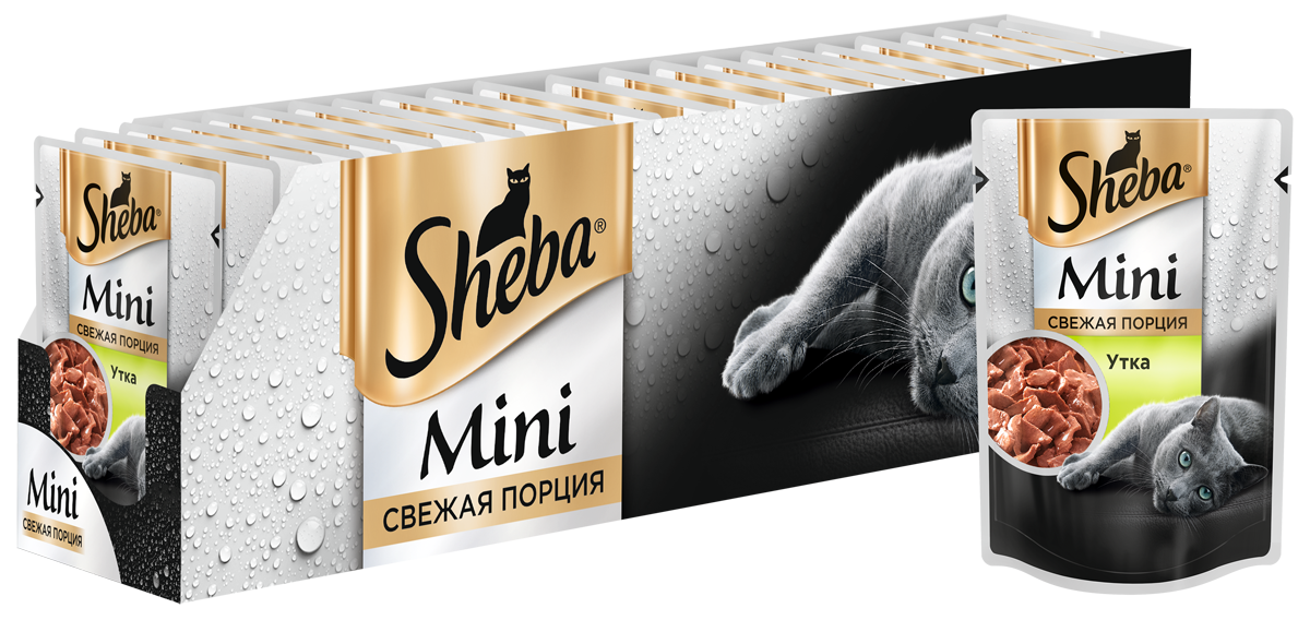 Sheba влажный корм для взрослых кошек всех пород, мини порция, утка (50 гр)