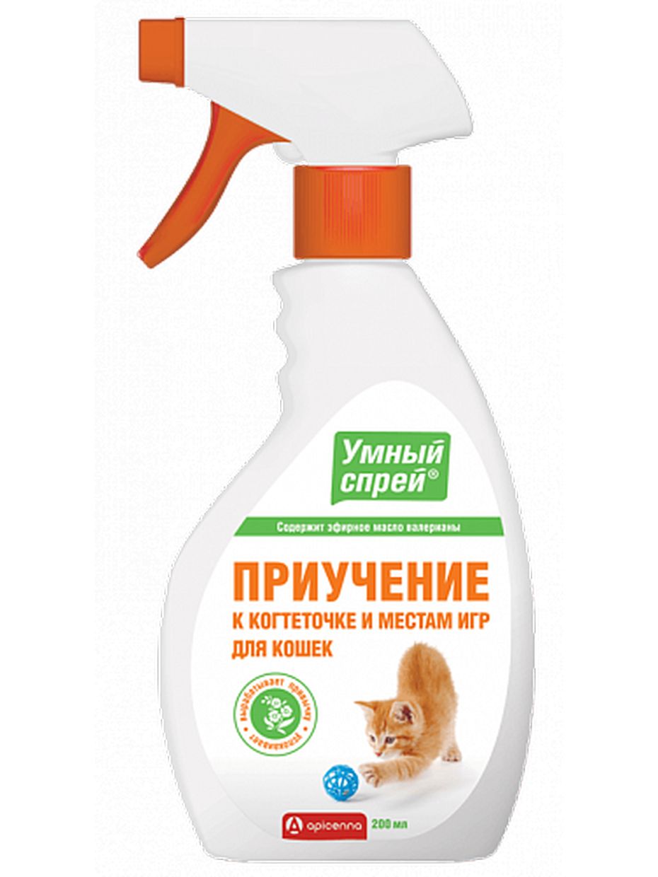 Apicenna Умный спрей приучение к когтеточке и местам для игр для кошек (200 мл)