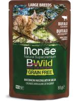 Monge Cat BWild GF влажный корм для кошек крупных пород беззерновой, мяса буйвола, овощи (28шт в уп)