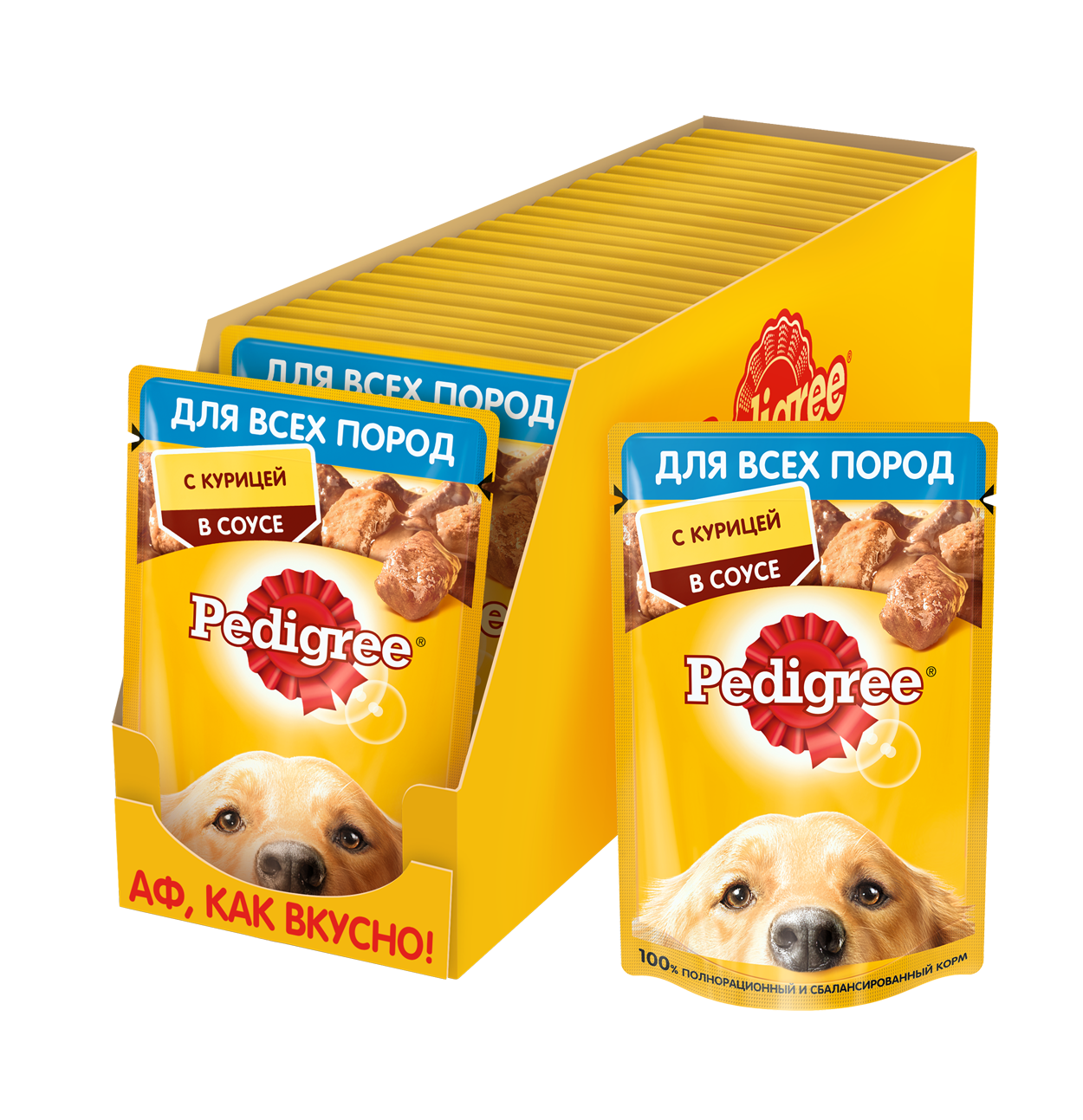 Pedigree влажный корм для взрослых собак всех пород, курица в соусе (28шт в уп) (85 гр)