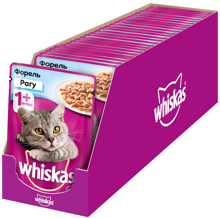 Whiskas влажный корм для взрослых кошек всех пород, рагу с форелью (85 гр)