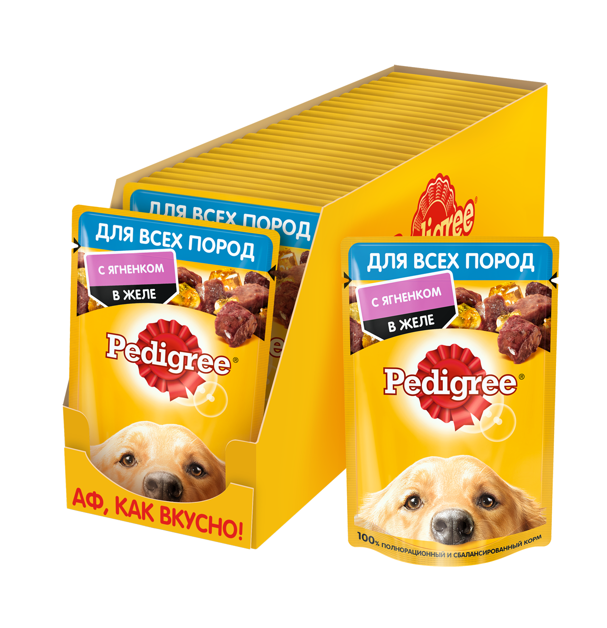 Pedigree влажный корм для взрослых собак всех пород, ягненок в желе (28шт в уп) (85 гр)