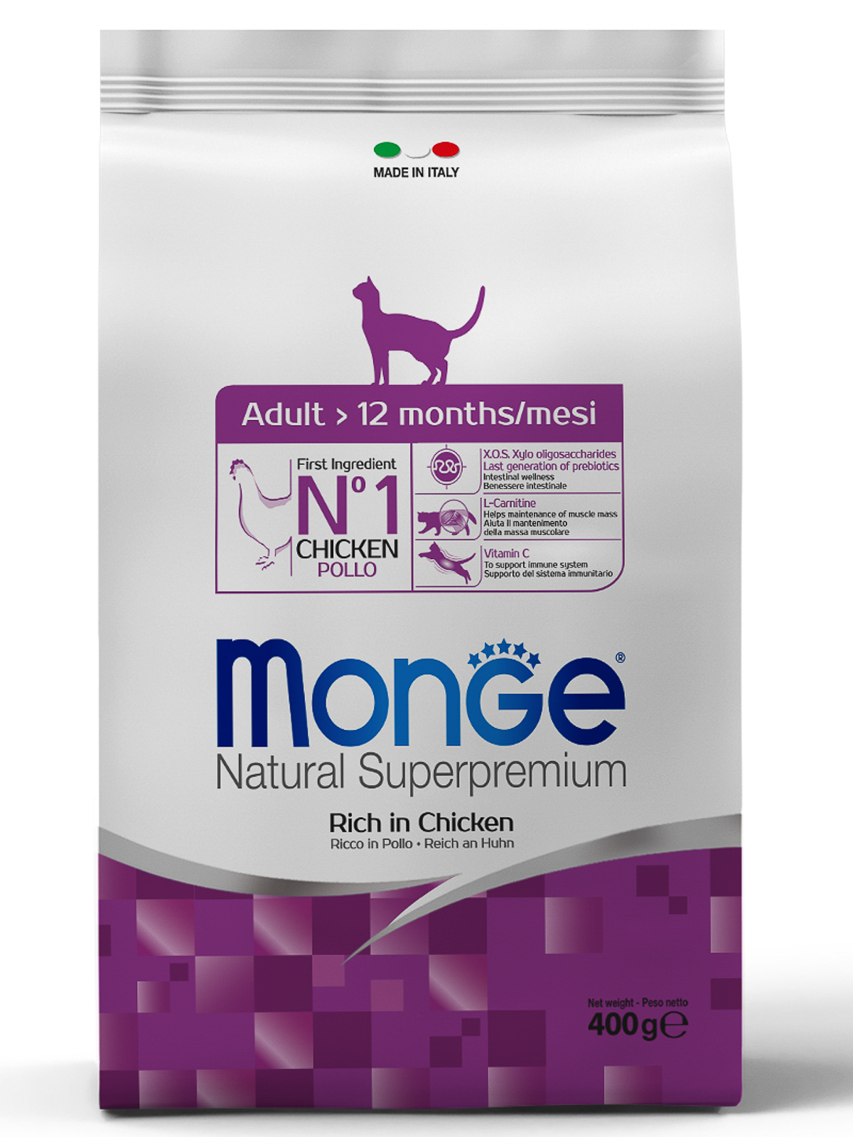Monge Cat корм для взрослых кошек всех пород, курица (400 гр)