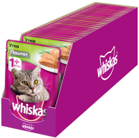 Whiskas влажный корм для взрослых кошек всех пород, с паштетом из утки (24шт в уп)