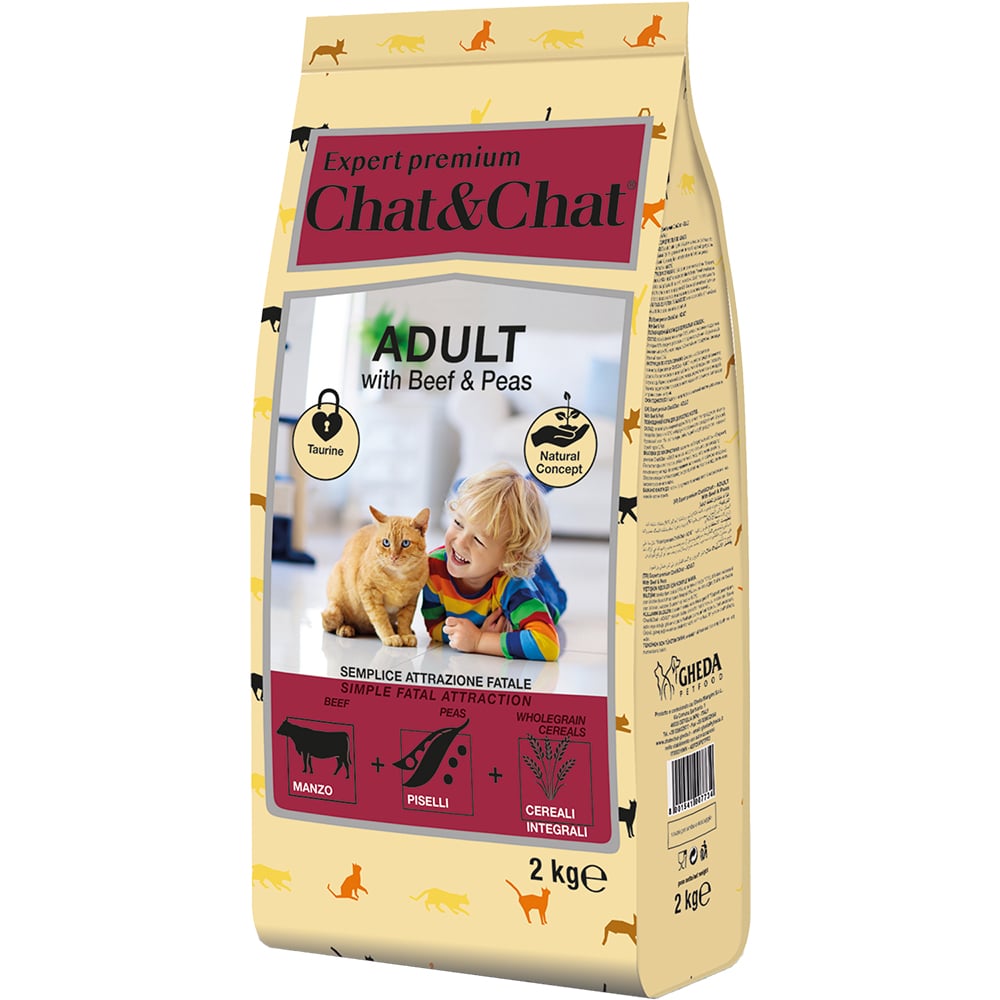 014.007734 (Chat&Chat Expert Premium Сухой корм с говядиной и горохом для взрослых кошек (2кг)