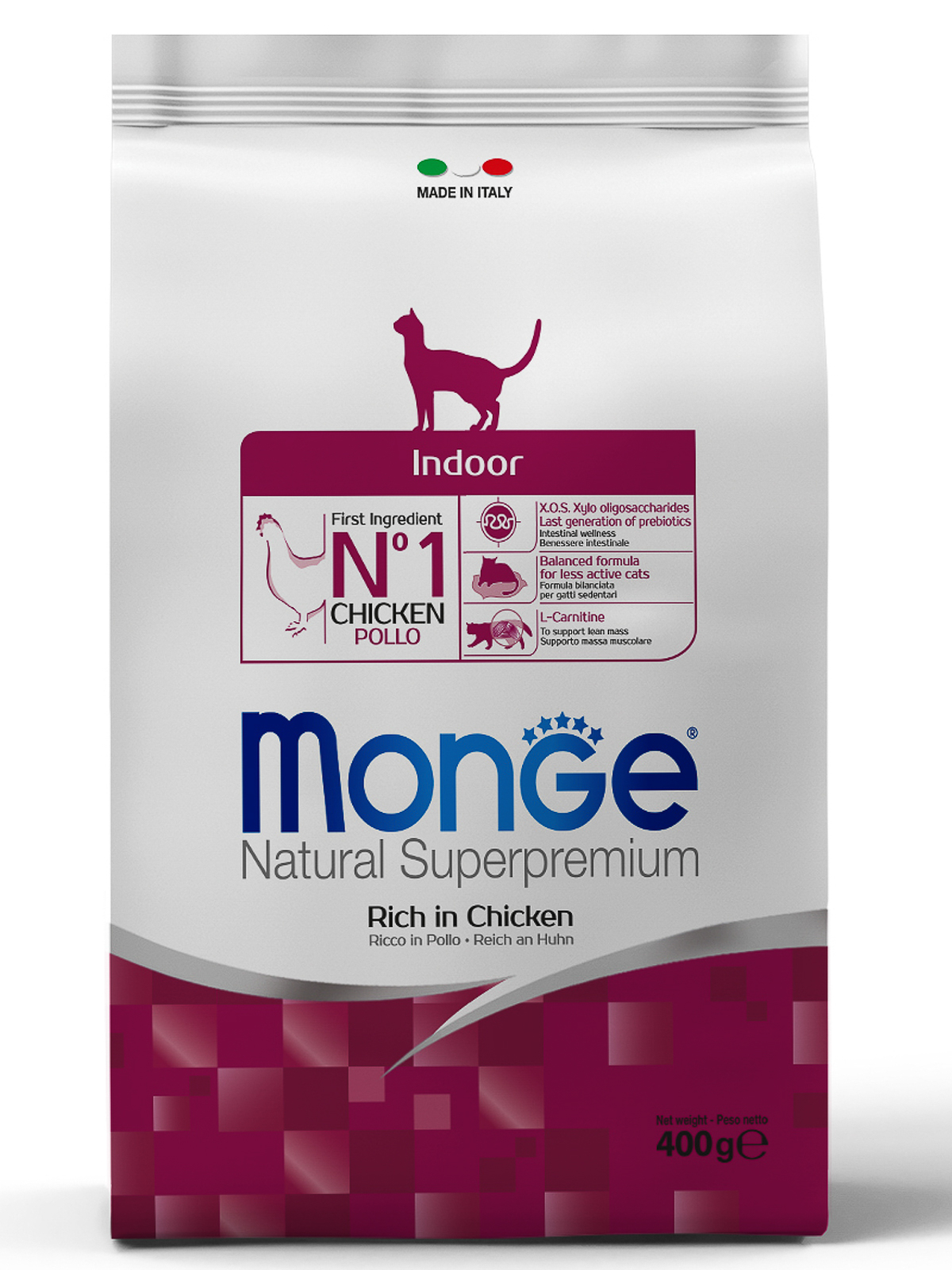 Monge Cat Indoor корм для кошек всех возрастов и пород, живущих в помещении, курица и рис / 400 гр