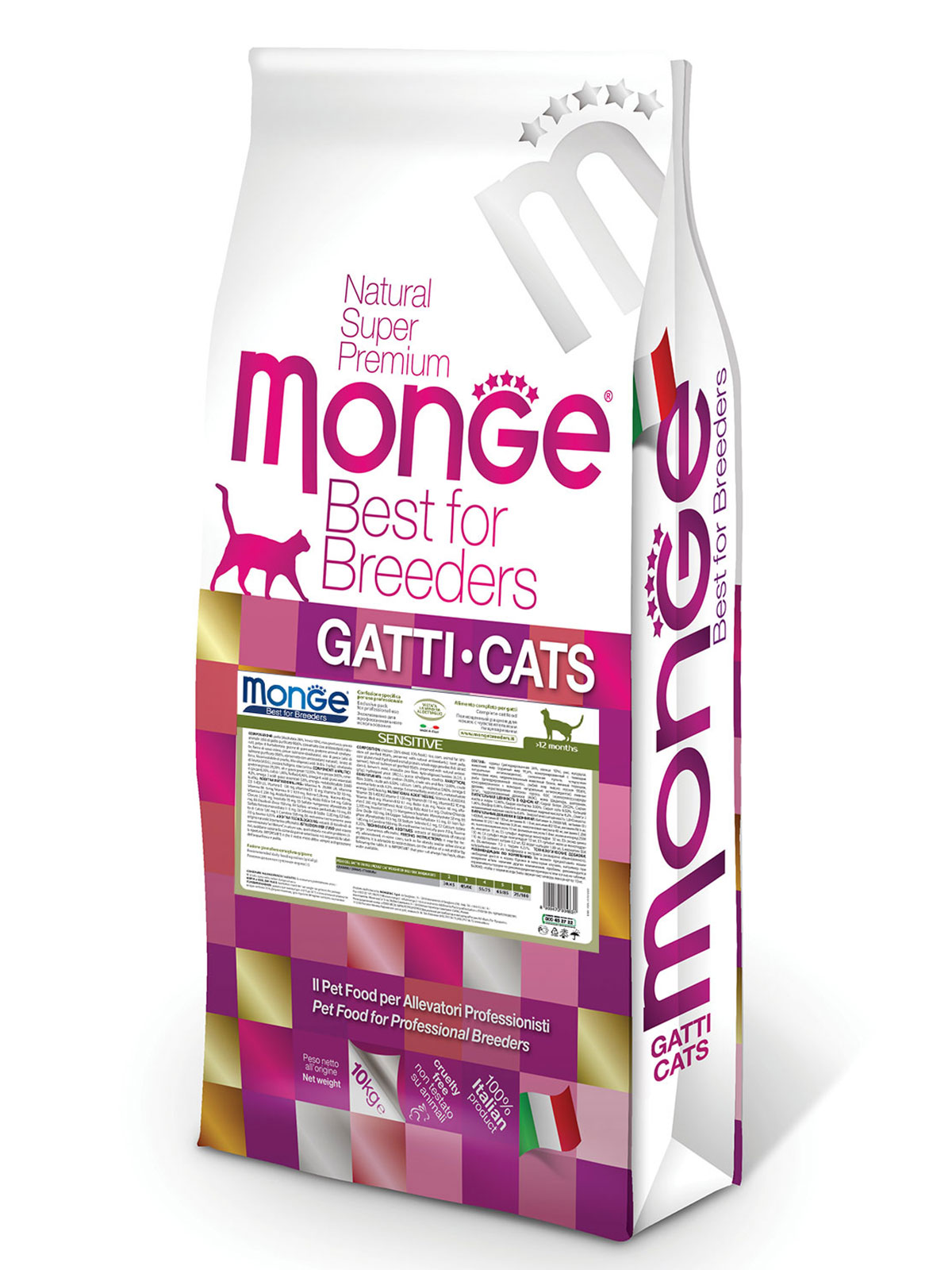 Monge Cat Sensitive корм для кошек всех возрастов и пород, с чувствительным пищеварением, курица (10 кг)