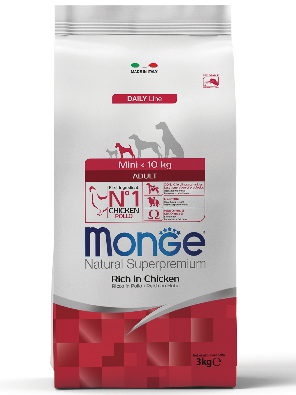 Monge Dog Mini корм для взрослых собак малых пород, курица (3 кг)