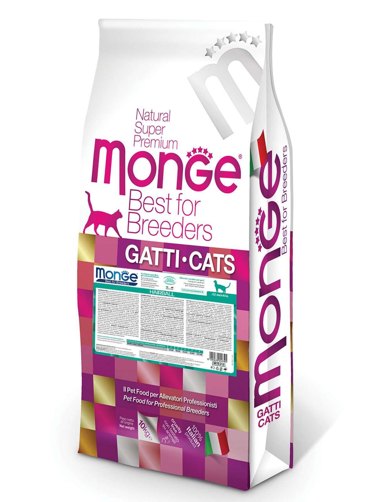 Monge Cat Hairball корм для кошек всех пород и возрастов, для выведения шерсти (10 кг)