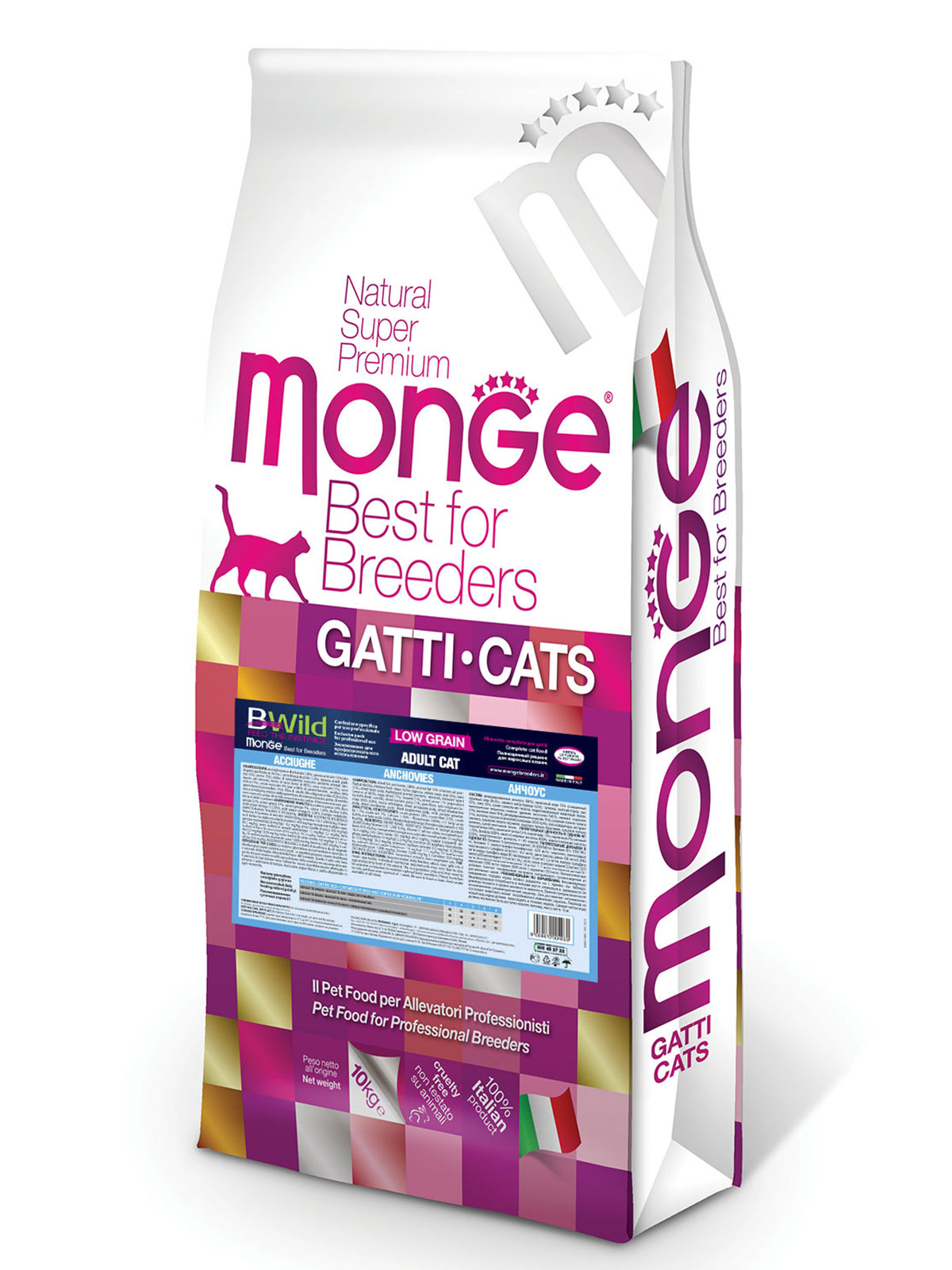 Monge BWild Low Grain корм для взрослых кошек всех пород, с анчоусами (10 кг)