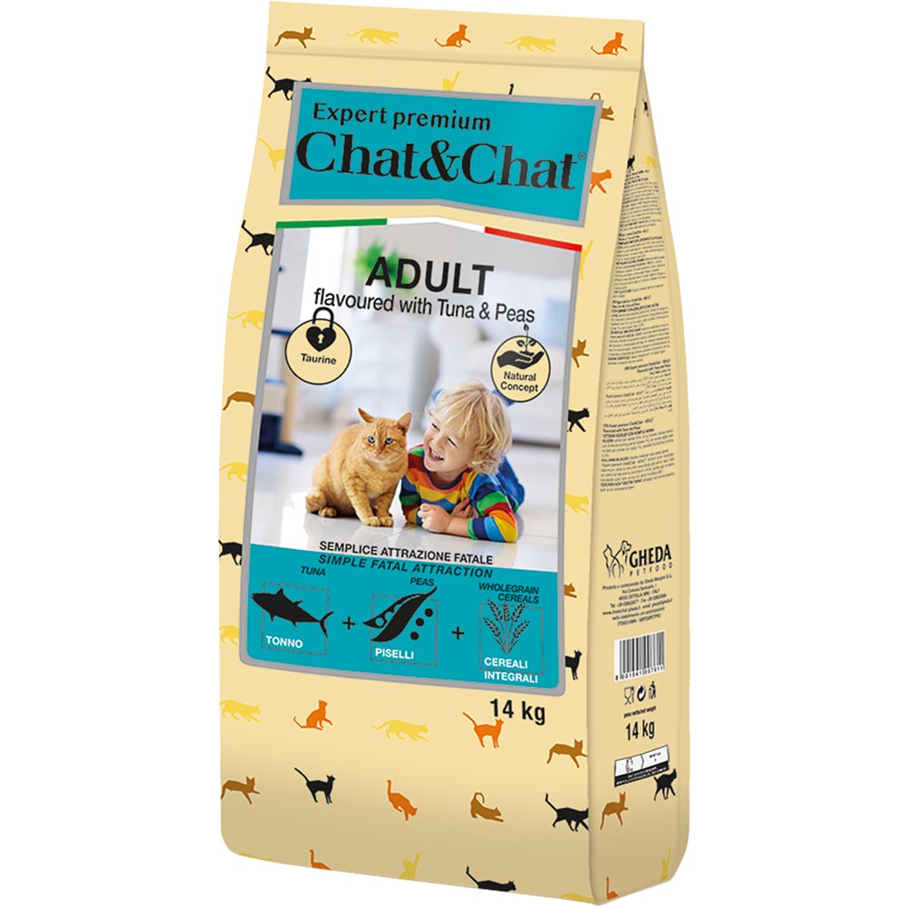 014.007611 (Chat&Chat Expert Premium Сухой корм со вкусом тунца и горохом для взрослых кошек (14кг)
