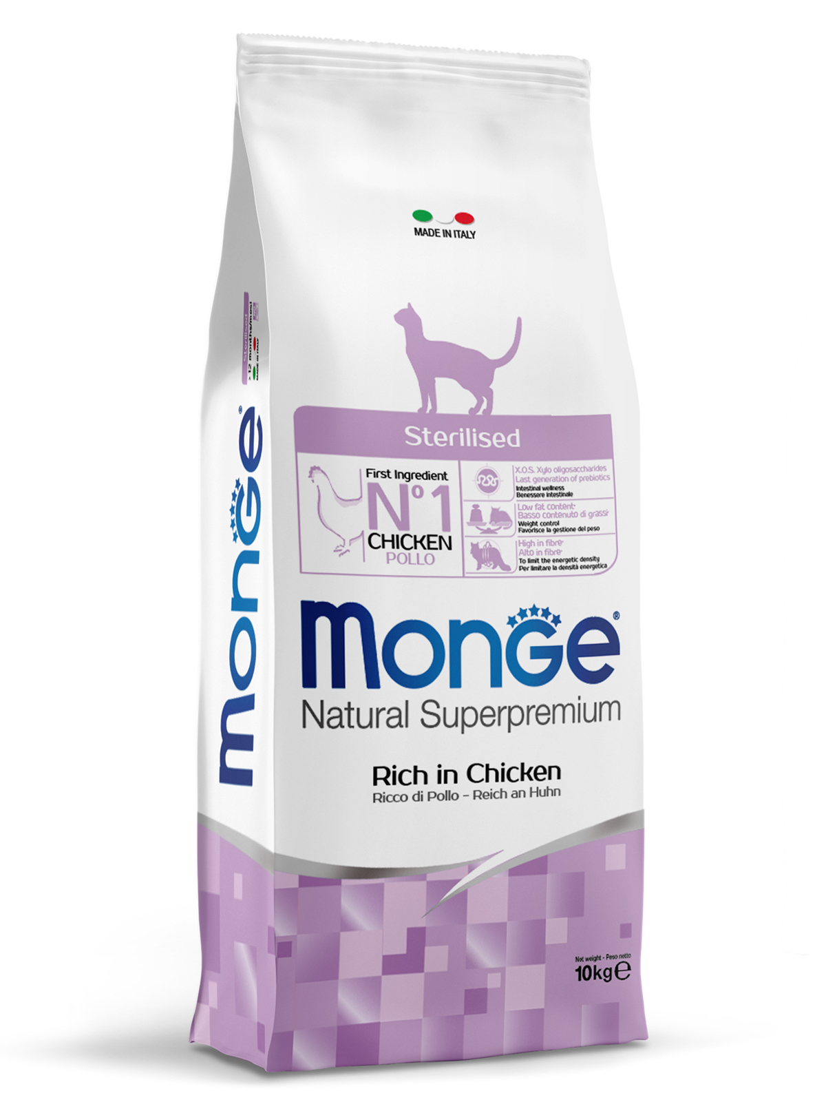 Monge Cat Sterilised корм для стерилизованных кошек всех пород и возрастов, курица / 10 кг