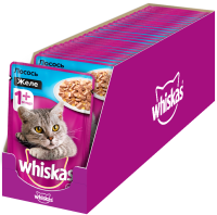 Whiskas влажный корм для взрослых кошек всех пород, с лососем (28шт в уп)