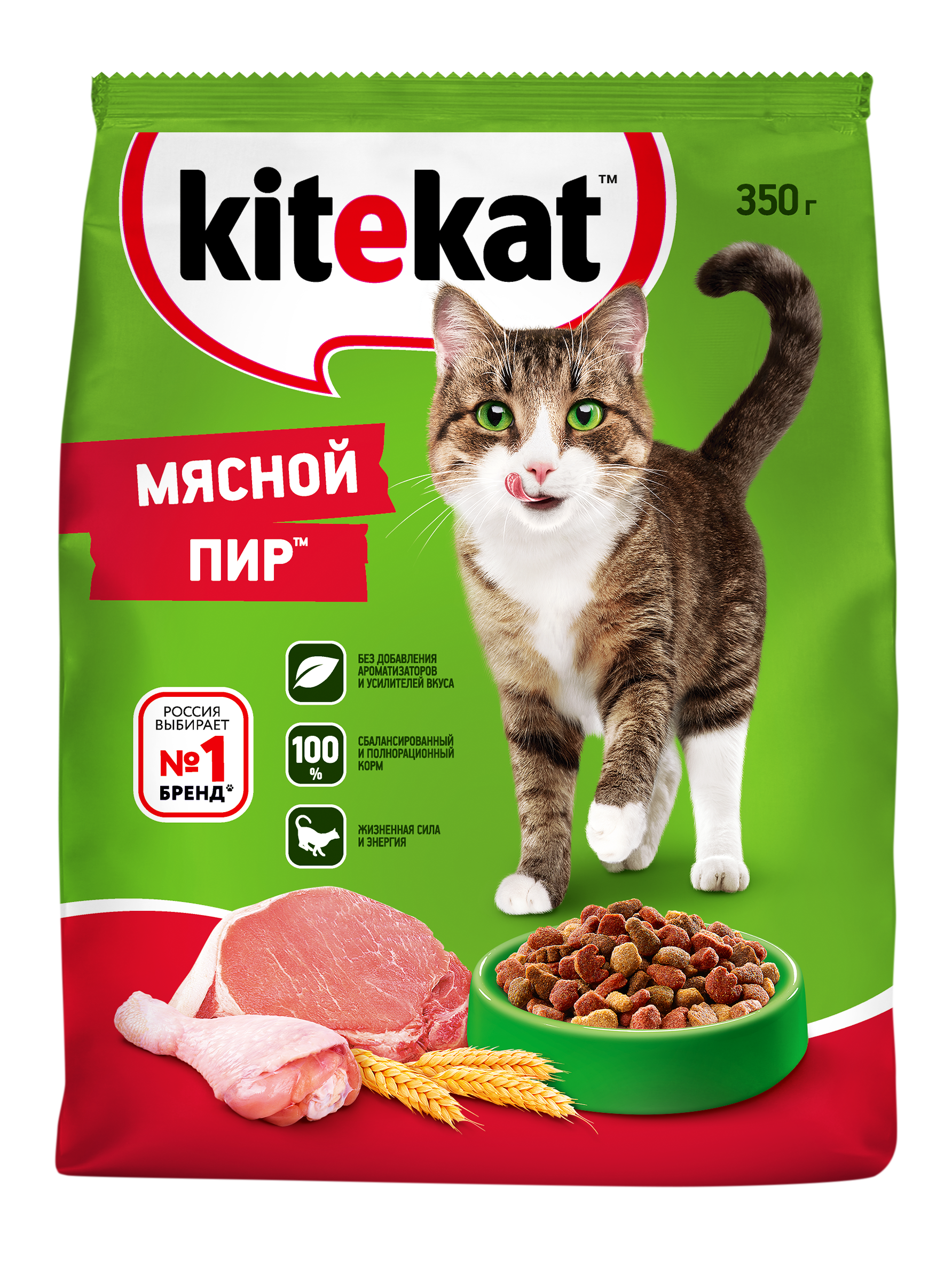 Kitekat корм для взрослых кошек, мясной пир (350 гр)