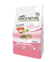 Unica Natura Indoor корм для кошек, живущих в помещении, лосось, рис и яблоко 350 гр