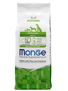 Monge Speciality Line корм для собак всех пород и возрастов, кролик с рисом и картофелем