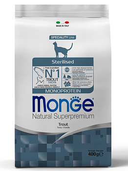 Monge Cat Monoprotein Sterilised корм для стерилизованных кошек всех пород, форель