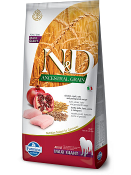 Farmina N&D Ancestral Grain корм для взрослых собак гигантских пород, курица с гранатом