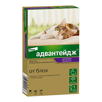 Elanco Адвантейдж капли для котят и кошек более 4 кг, от блох, вшей, власоедов