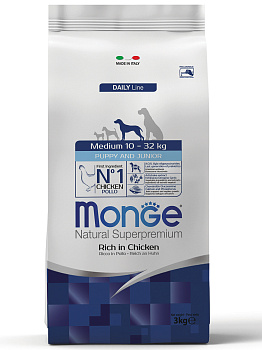 Monge Dog Medium Puppy & Junior корм для щенков средних пород, курица