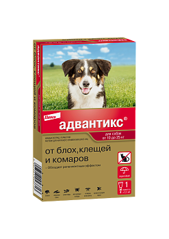 Elanco Адвантикс капли для щенков и собак 10-25 кг, от клещей, блох и комаров