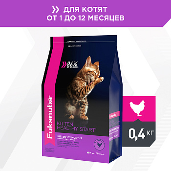 Eukanuba корм для котят всех пород, домашняя птица