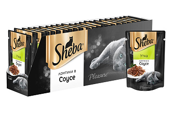 Sheba влажный корм для взрослых кошек всех пород, ломтики в соусе, утка (24шт в уп)