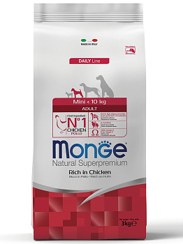 Monge Dog Mini корм для взрослых собак малых пород, курица