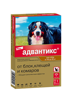 Elanco Адвантикс капли для щенков и собак 40-60 кг, от клещей, блох и комаров