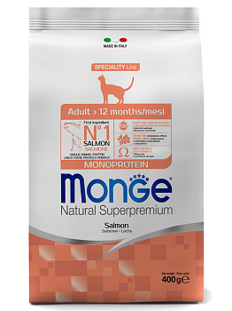 Monge Cat Monoprotein корм для взрослых кошек всех пород, лосось