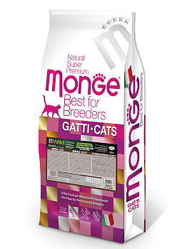 Monge Cat BWild Grain Free корм для взрослых кошек крупных пород, беззерновой, мясо буйвола