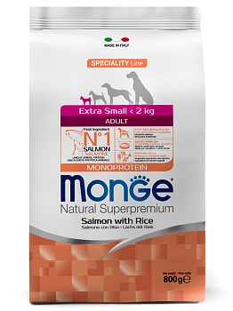 Monge Dog Speciality Extra Small корм для взрослых собак миниатюрных пород, лосось с рисом