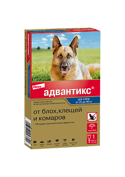Elanco Адвантикс капли для щенков и собак от 25 до 40 кг, от клещей, блох и комаров